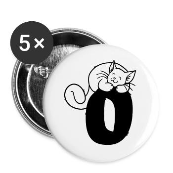Cat Letter O - Buttons large 2.2''/56 mm (5-pack) - white - Front