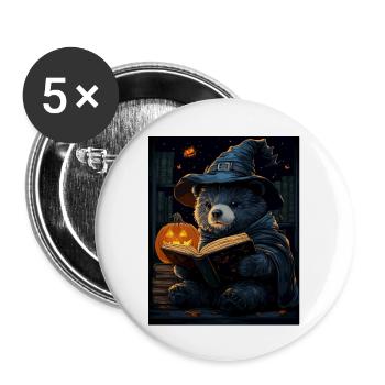 Halloween Gift Women Bear Men Kids Decoration - Buttons large 2.2''/56 mm (5-pack) - white - Front
