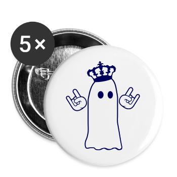 Süßer Metal Halloween Geist König Krone Gespenst - Buttons groß 56 mm (5er Pack) - Weiß - Vorne