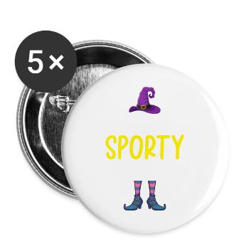 Je suis la sorcière sportive - Lot de 5 grands badges (56 mm) - blanc - Devant