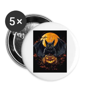Cadeau d’Halloween Femmes Chauve-souris Hommes Enfants - Lot de 5 grands badges (56 mm) - blanc - Devant