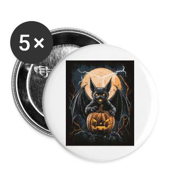 Cadeau d’Halloween Femmes Chauve-souris Hommes Enfants - Lot de 5 grands badges (56 mm) - blanc - Devant