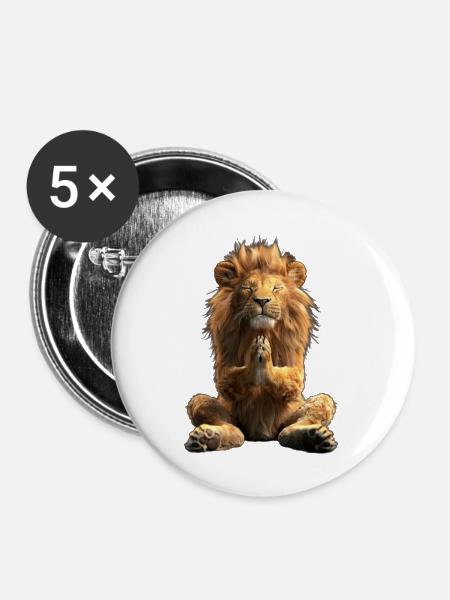 Löwe - Buttons groß 56 mm (5er Pack) - Weiß