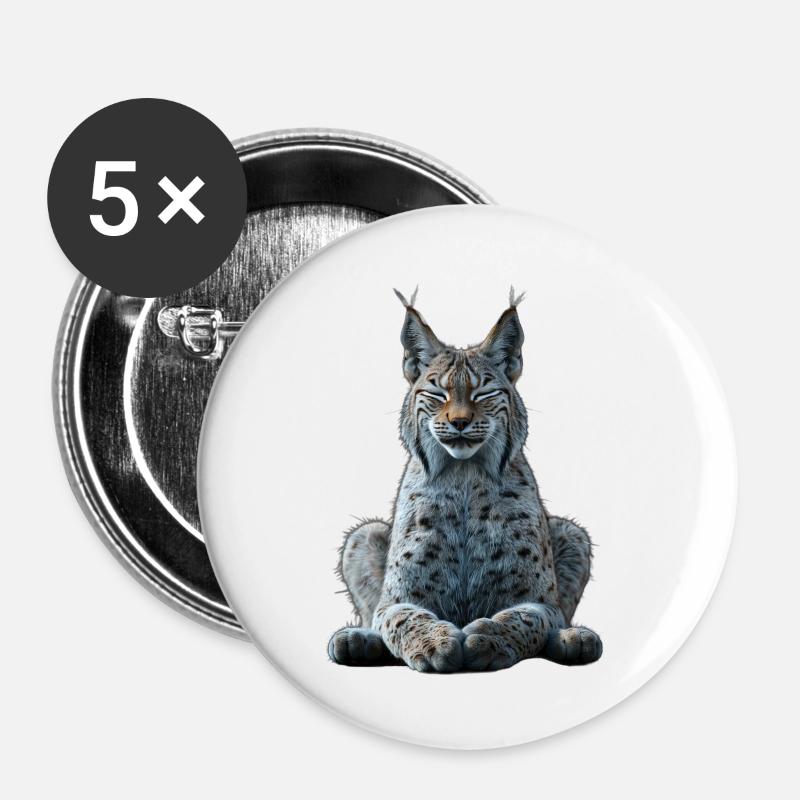 Luchs - Buttons groß 56 mm (5er Pack) - Weiß