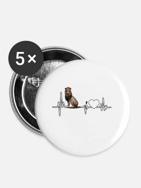 Löwe - Buttons groß 56 mm (5er Pack) - Weiß