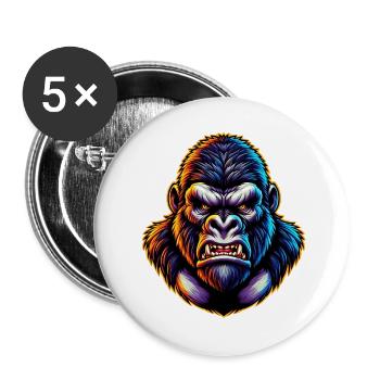 Gorille - Lot de 5 grands badges (56 mm) - blanc - Devant