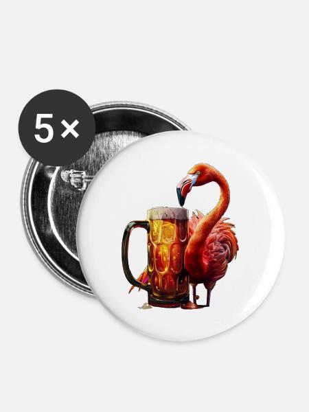 Flamingo - Buttons groß 56 mm (5er Pack) - Weiß