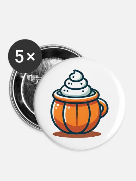 Kürbistasse - Buttons groß 56 mm (5er Pack) - Weiß