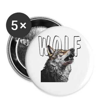 LOUP - Lot de 5 grands badges (56 mm) - blanc - Devant
