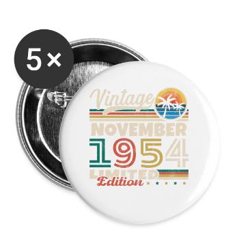 Novembre 1954 Vintage Retro Cadeau D’anniversaire - Lot de 5 grands badges (56 mm) - blanc - Devant