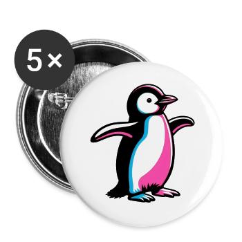 Pinguin - Buttons groß 56 mm (5er Pack) - Weiß - Vorne