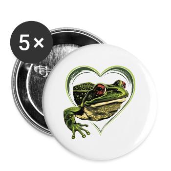 Grenouille - Lot de 5 grands badges (56 mm) - blanc - Devant