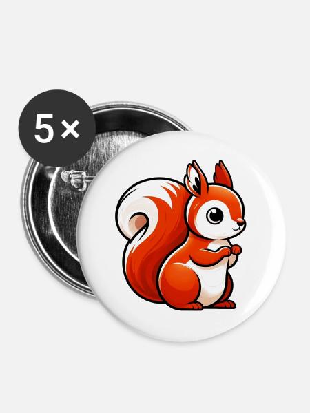 Eichhörnchen - Buttons groß 56 mm (5er Pack) - Weiß