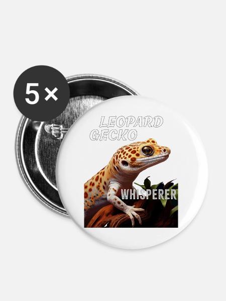LEOPARD GECKO WHISPERER - Buttons groß 56 mm (5er Pack) - Weiß