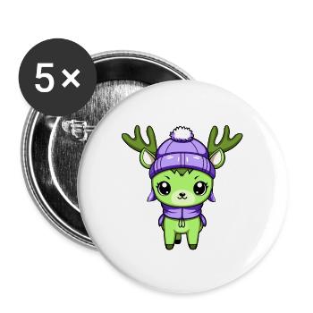 Bande dessinée d’hiver cerf - Lot de 5 grands badges (56 mm) - blanc - Devant