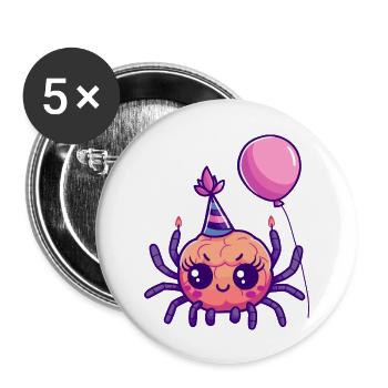 Tarantula Geburtstag Comic - Buttons groß 56 mm (5er Pack) - Weiß - Vorne