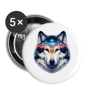 Wolf - Buttons large 2.2''/56 mm (5-pack) - white - Front