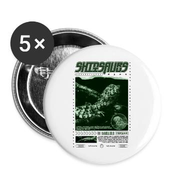 Crocodile chinois lézard Shinisaurus crocodilurus - Lot de 5 grands badges (56 mm) - blanc - Devant