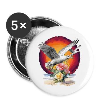 Seagulls Seagull Seagulls Maritime Sunset - Buttons large 2.2''/56 mm (5-pack) - white - Front