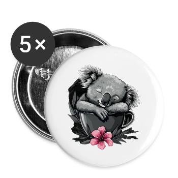 Koala - Lot de 5 grands badges (56 mm) - blanc - Devant