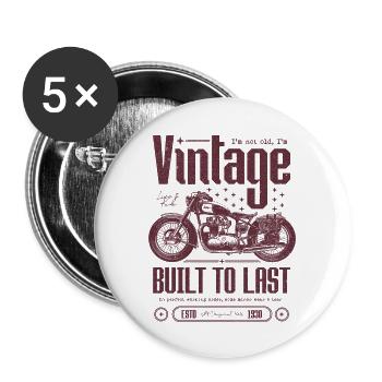 Vintage Motorcycle Bikers Motorbike Birthday 1930 - Buttons large 2.2''/56 mm (5-pack) - white - Front