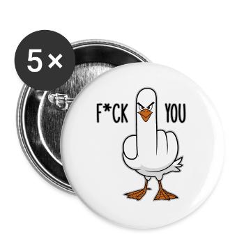 Stinkefinger Huhn Spruch - Buttons groß 56 mm (5er Pack) - Weiß - Vorne