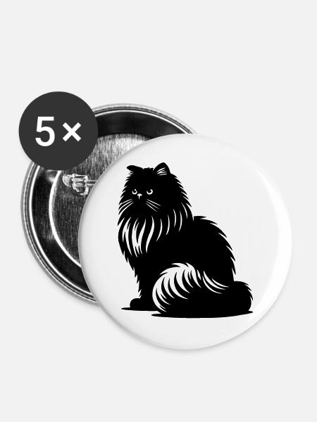 Perserkatze - Perser - Buttons groß 56 mm (5er Pack) - Weiß
