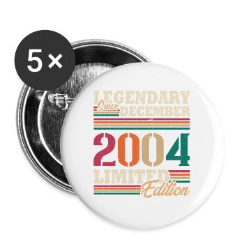 Vintage 2004 Décembre Cadeau Anniversaire Rétro - Lot de 5 grands badges (56 mm) - blanc - Devant