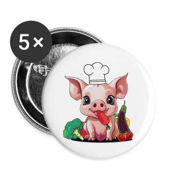 Pig Vegetable Cook Cook Cooks Cook Piglet - Buttons large 2.2''/56 mm (5-pack) - white - Front