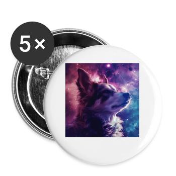 Chien - Lot de 5 grands badges (56 mm) - blanc - Devant