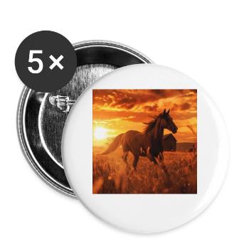 Pferd - Buttons groß 56 mm (5er Pack) - Weiß - Vorne