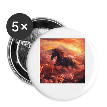 Pferd - Buttons groß 56 mm (5er Pack) - Weiß - Vorne