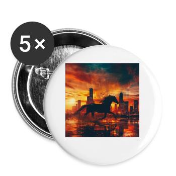 Pferd - Buttons groß 56 mm (5er Pack) - Weiß - Vorne