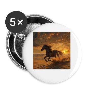 Pferd - Buttons groß 56 mm (5er Pack) - Weiß - Vorne