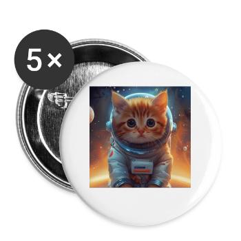 Katze - Buttons groß 56 mm (5er Pack) - Weiß - Vorne