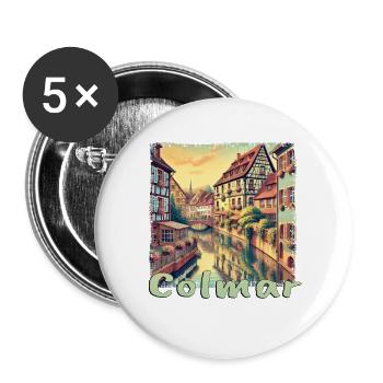 Colmar Frankreich Altstadt Kanal Altbau Urlaub - Buttons groß 56 mm (5er Pack) - Weiß - Vorne