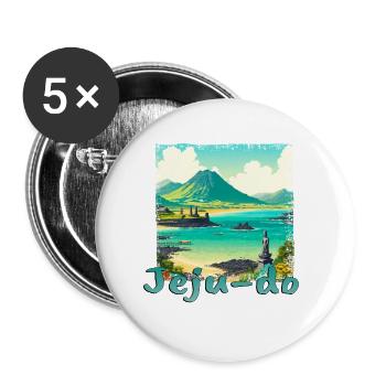 Jeju Insel Korea Sommer Urlaub Strand Grunge - Buttons groß 56 mm (5er Pack) - Weiß - Vorne