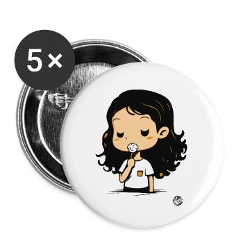 Cute cartoon girl with sweets - Buttons large 2.2''/56 mm (5-pack) - white - Front