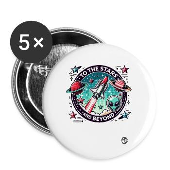 Vers les étoiles et au-delà - Espace - Lot de 5 grands badges (56 mm) - blanc - Devant