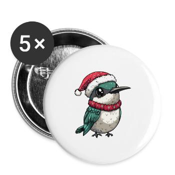 Hummingbird Bird Christmas - Buttons large 2.2''/56 mm (5-pack) - white - Front