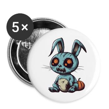 Lapin Halloween Bande dessinée Drôle - Lot de 5 grands badges (56 mm) - blanc - Devant