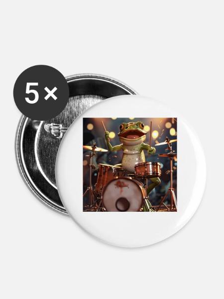 Frosch - Buttons groß 56 mm (5er Pack) - Weiß