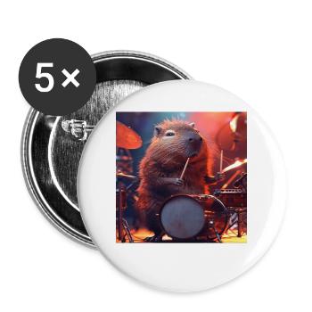 Capybara - Buttons large 2.2''/56 mm (5-pack) - white - Front