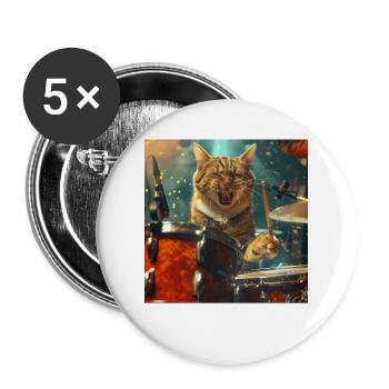 Katze - Buttons groß 56 mm (5er Pack) - Weiß - Vorne