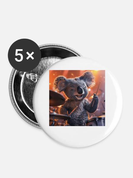 Koala - Buttons groß 56 mm (5er Pack) - Weiß