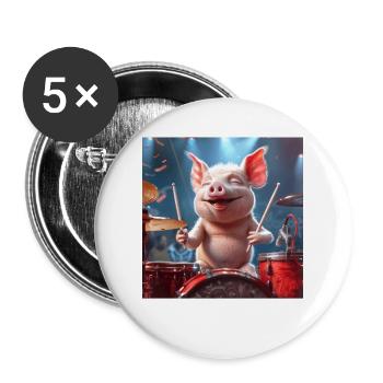 Schwein - Buttons groß 56 mm (5er Pack) - Weiß - Vorne