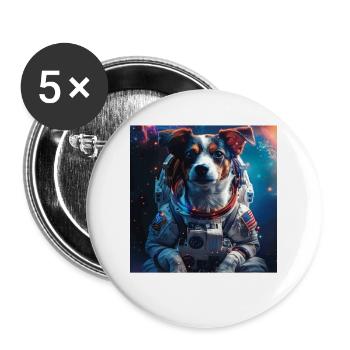 Chien - Lot de 5 grands badges (56 mm) - blanc - Devant
