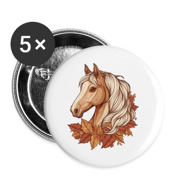 Cheval automne - Lot de 5 grands badges (56 mm) - blanc - Devant