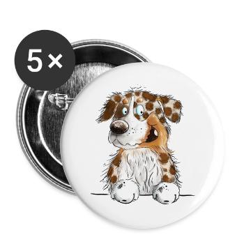 Funny Australian Shepherd Red Merle - Buttons large 2.2''/56 mm (5-pack) - white - Front