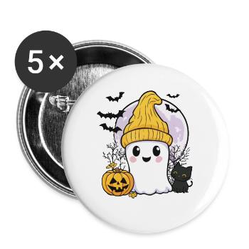 Halloween Geschenk Frauen Geist Männer Kinder Deko - Lot de 5 grands badges (56 mm) - blanc - Devant